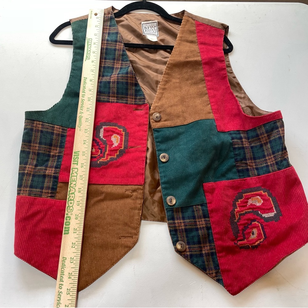Vintage 90s Paisley Corduroy Vest Cottagecore Academia L - Picture 7 of 9